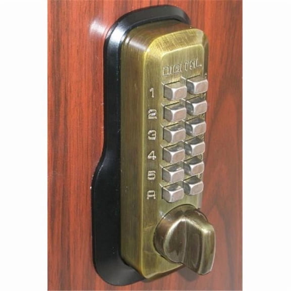 Lockey Mechanical Keyless Deadbolt Ez Mount Plate Lock - Antique Brass Finish