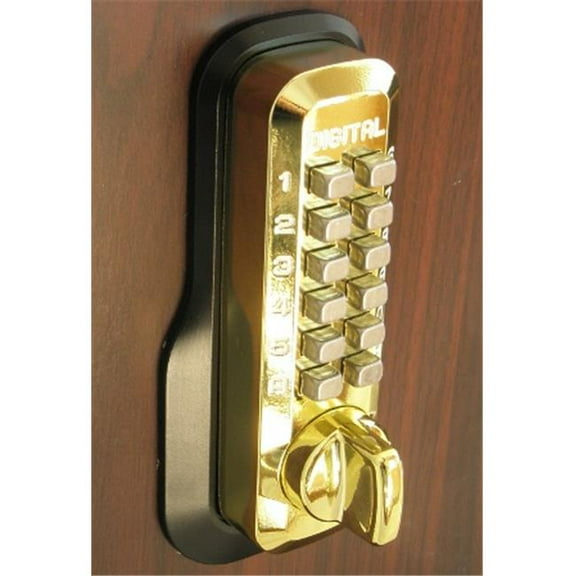 Lockey Mechanical Keyless Deadbolt Ez Mount Plate Lock - Bright Brass Finish