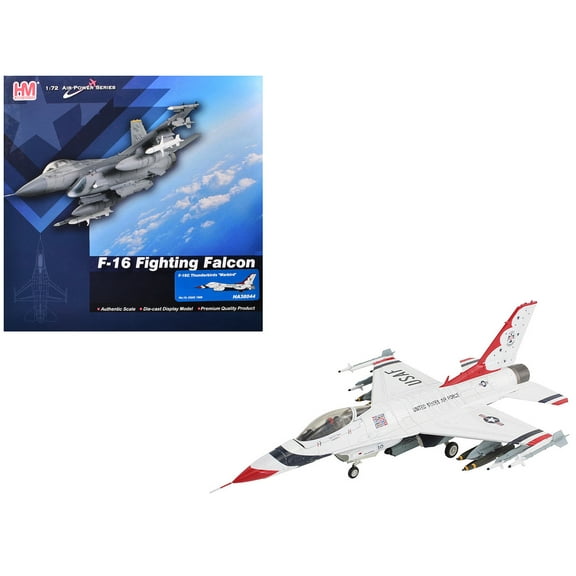 Lockheed F-16C Fighting Falcon Fighter Aircraft "No.10 Thunderbirds Warbird" United States Air Force "Air Power Series" 1/72 Diecast Model by Hobby Master