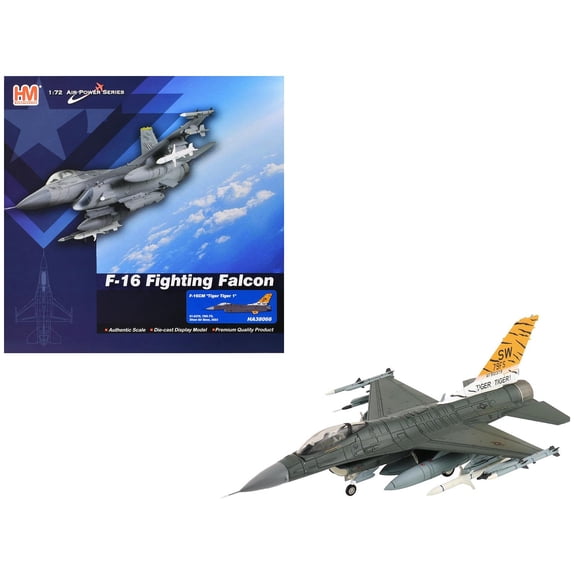 Lockheed F-16CM Fighting Falcon Fighter Aircraft "Tiger Tiger 1" (2023) US Air Force 1/72 Diecast Model by Hobby Master
