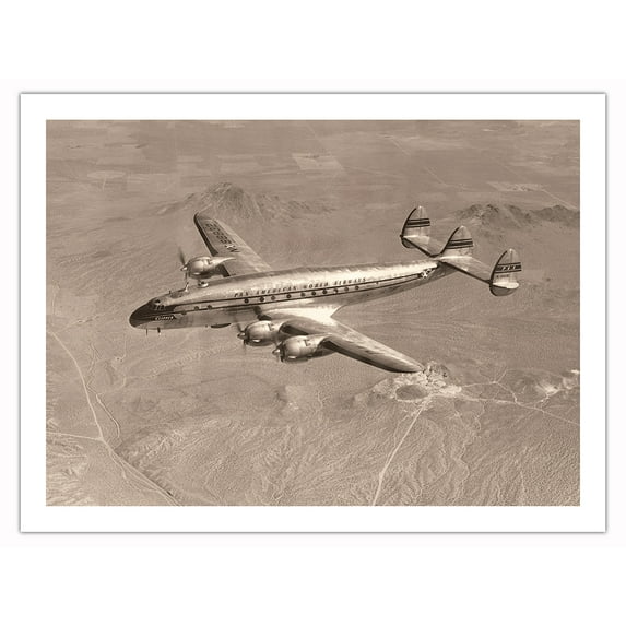 Lockheed Martin Constellation ‘Connie’ - Pan American World Airways - Vintage Travel Poster c.1940s - Fine Art Matte Paper Print (Unframed) 24x32in
