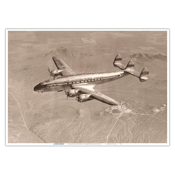 Lockheed Martin Constellation ‘Connie’ - Pan American World Airways - Vintage Travel Poster c.1940s - Master Art Print 10in x 14in