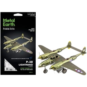 Lockheed Martin P-38 Lightning Fighter Aircraft "#162" US Army Air Forces Challenging Difficulty Steel Model Kit by Metal Earth