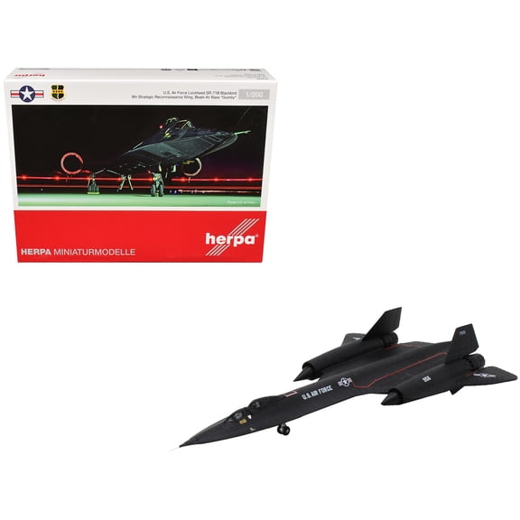 Lockheed SR-71B Blackbird Stealth Aircraft "9th Strategic Reconnaissance Wing Beale Air Base Gumby" United States Air Force 1/200 Diecast Model Airplane by Herpa