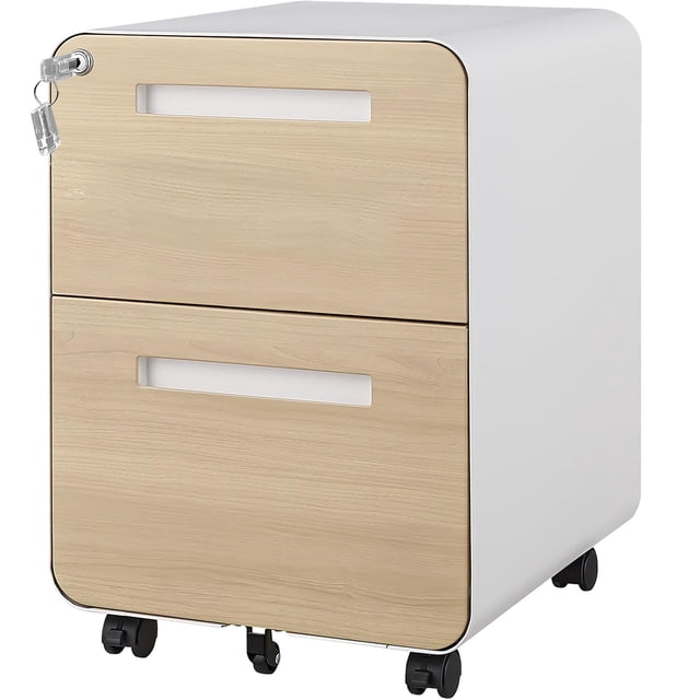 Locking 2 Drawer File Cabinet, Mobile Rolling Filing Cabinet Under Desk ...