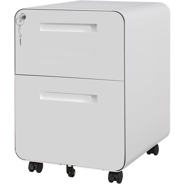 Locking 2 Drawer File Cabinet, Mobile Rolling Filing Cabinet Under Desk ...