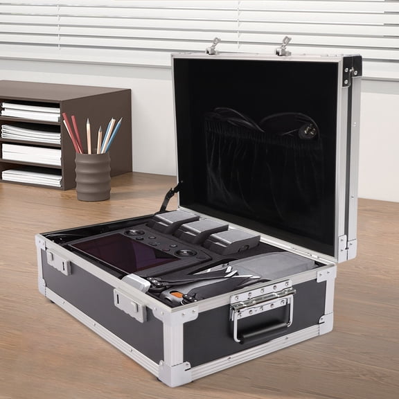 Locking Aluminum Storage Box, 18.35" Portable Hard Case with Combination Lock & Protective Foam, Lightweight Equipment Carrying Case for Tools, Documents, Camera Gear, Electronics