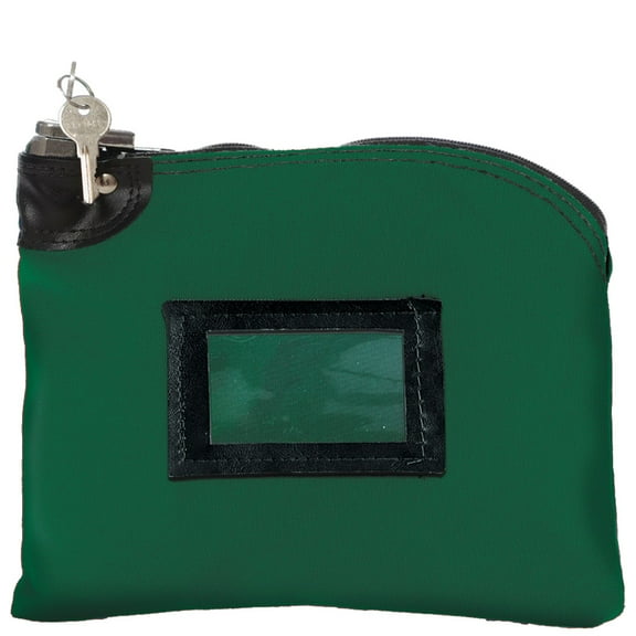 Locking Bag - 10W x 8H - Forest Green Canvas - Money Bag - Deposit Bag