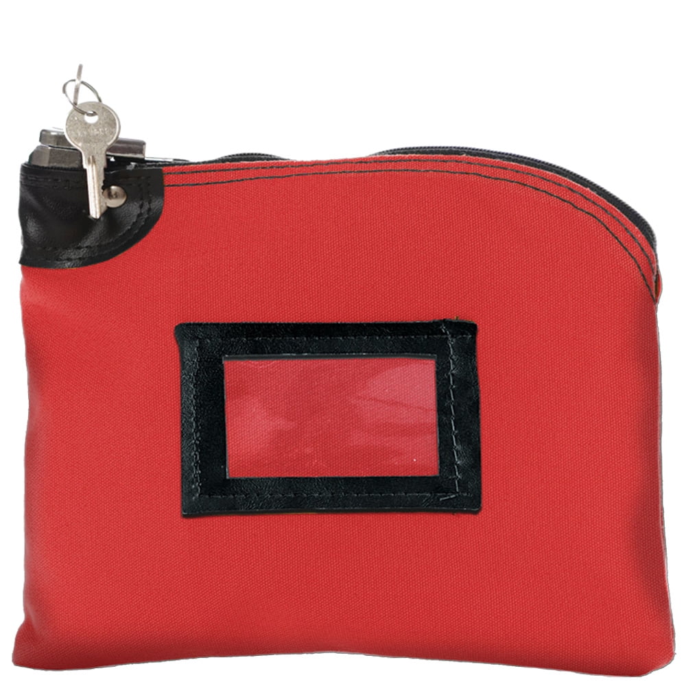 Locking Bag - 10W x 8H - Red Canvas - Money Bag - Deposit Bag