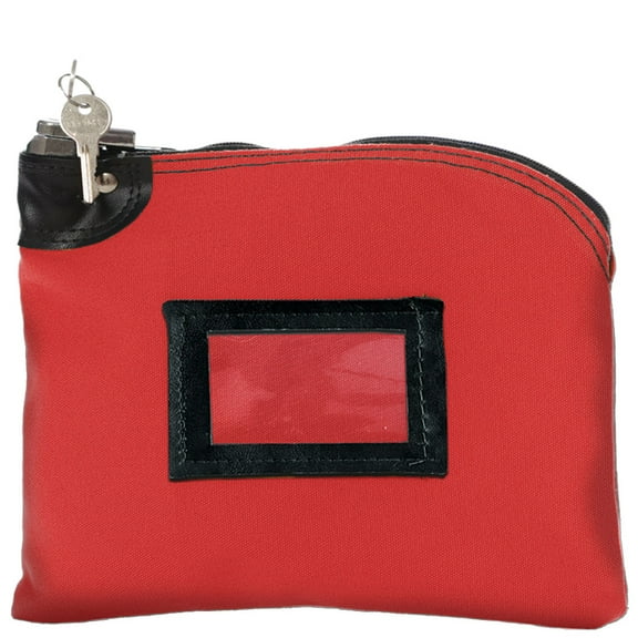 Locking Bag - 10W x 8H - Red Canvas - Money Bag - Deposit Bag