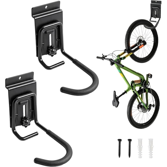 Locking Bike Storage Hooks Compatible with Gladiator GearTrack & GearWall, Bicycle Hangers for Garage Organization, 2 Pack