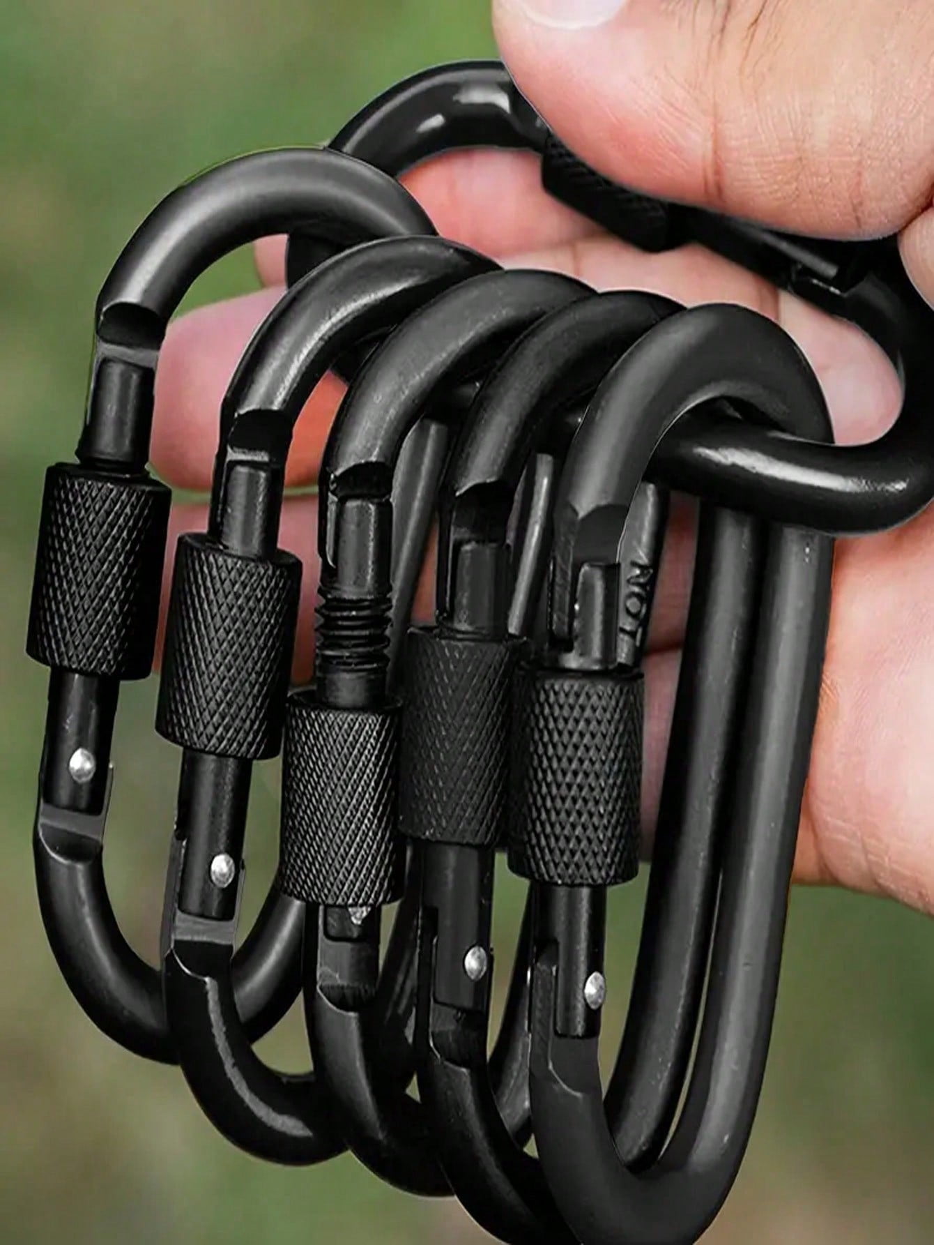 Locking Carabiner Clips, 6 Pack Heavy Duty D-Ring Carabiners with Screw Gate, Black Aluminum Alloy for Camping, Hiking, Backpack, Dog Leash