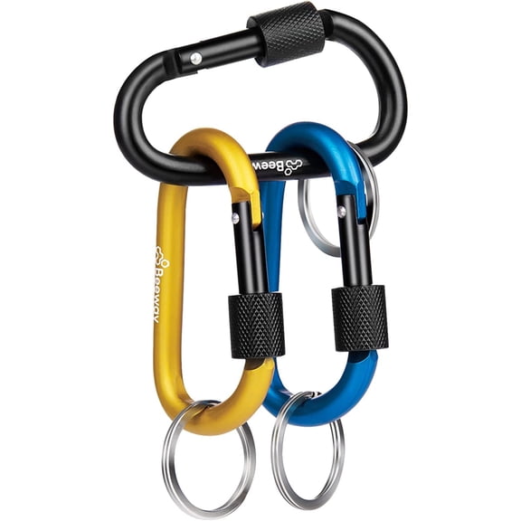Locking Carabiner, Premium Aluminum Alloy D-Ring Carabiners Key Chain Clip Hook for Camping, Hiking, Traveling, Fishing, Backpack