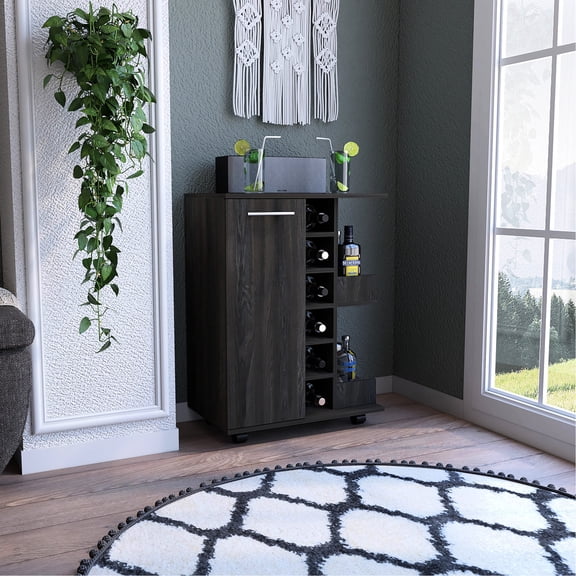Locking Casters, Two External Shelves Bar Cart / Stable and Portable