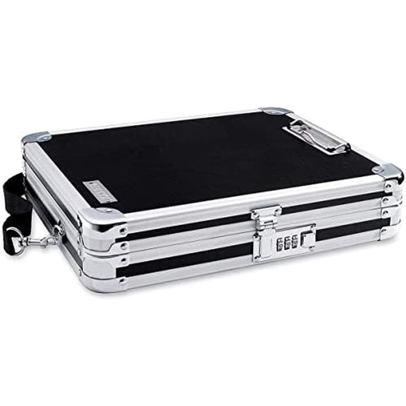 Locking Clipboard with Storage - Heavy Duty Metal Clip Board Box Holds 8.5" x 11" Letter-Size Paper or Tablet Device - Combination Lock, Black