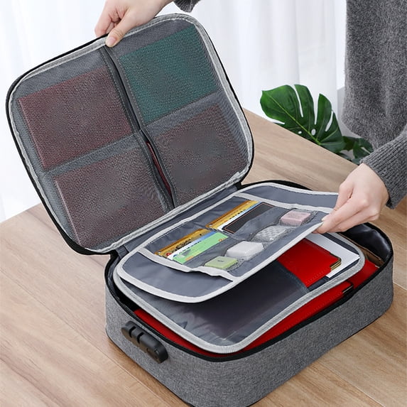 Locking Document Organizer Bag with Combination Lock, Portable File Storage Case for Travel & Home Office, Letter Size
