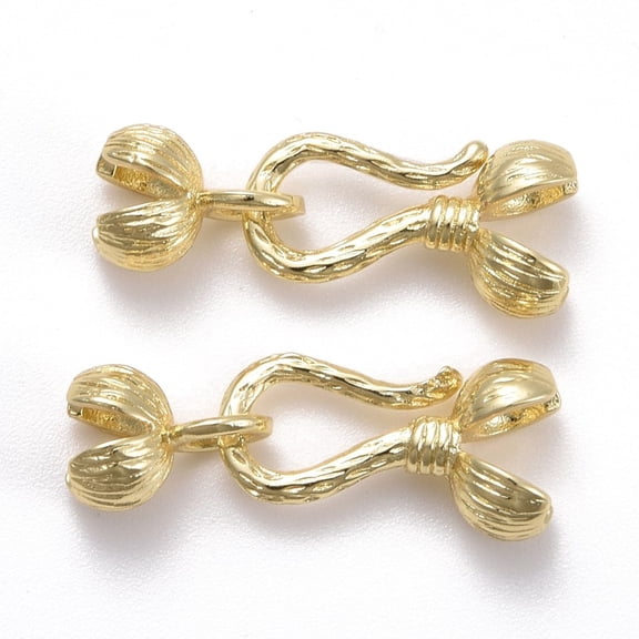Locking Double Brass Bead Tips Calotte Ends with Loops Clamshell Knot Covers Light Gold 13.5x7mm Inner Diameter: 5mm 8x6x5.5mm Inner Diameter: 4mm