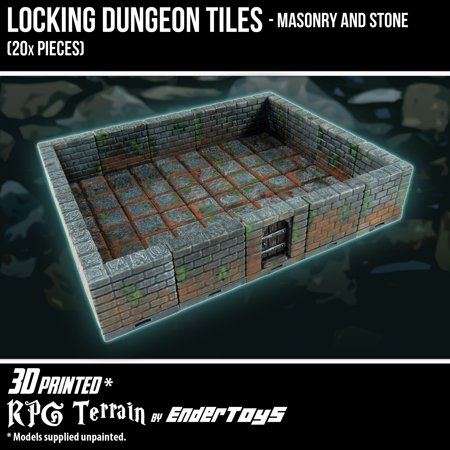 Locking Dungeon Tiles - Masonry And Stone, Terrain Scenery 28mm Mini 3D Printed