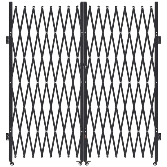 Locking Expandable Steel Fence Gate, 360 Wheels for Garage & Pool, 155"W x 87"H