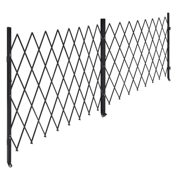 Locking Expandable Steel Fence Gate, 360 Wheels for Garage & Pool, 155"W x 87"H