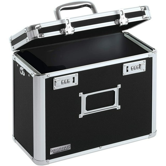 Locking File Boxes Chest Letter Files, 13.75" x 7.25" x 12.25", Black