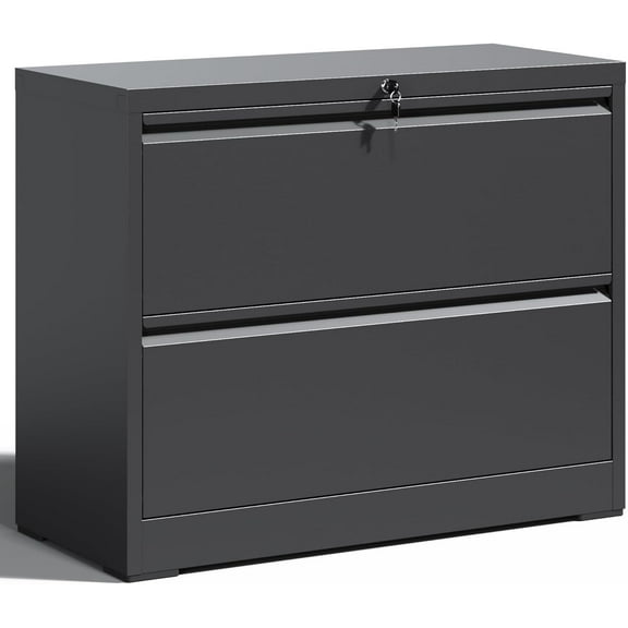 Locking File Cabinet with 2 Drawer Heavy Duty Large Metal Filing Cabinets Home Office Black Lateral File Cabinets Wide Steel Cabinet fors Legal/Letter Size,Assembly Required