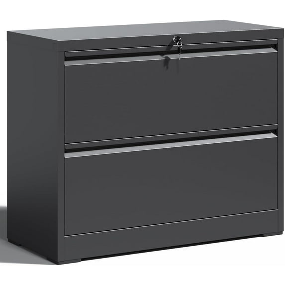 Locking File Cabinet with 2 Drawer Heavy Duty Large Metal Filing Cabinets Home Office Black Lateral File Cabinets Wide Steel Cabinet fors Legal/Letter Size,Assembly Required