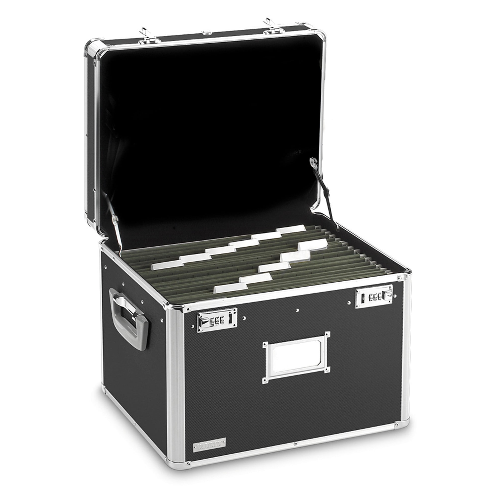 Black Aluminum Hinged Lid File Storage Box with Locks