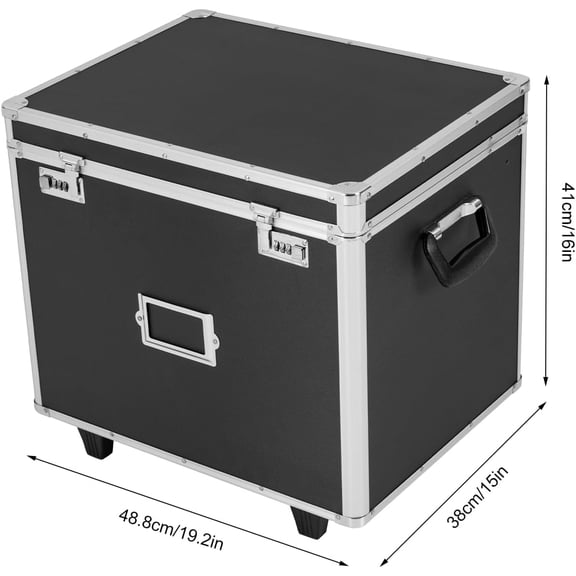 Rolling File Box Document Box with Lock Wheels Multi-Layer Water-Resistant Large Portable Home Filing Cabinet for Hanging Folders 19.2 x 15 x 16inch