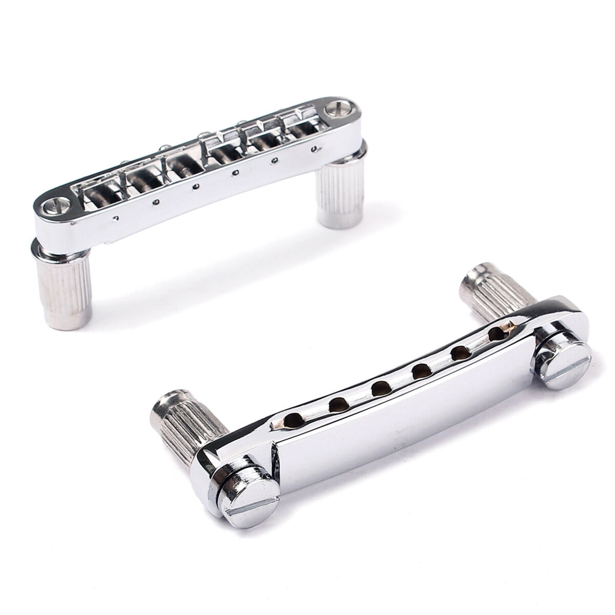 ETEREAUTY Electric Guitar Parts Replacement Chrome Plated Silver Saddle Bridge for Guitars