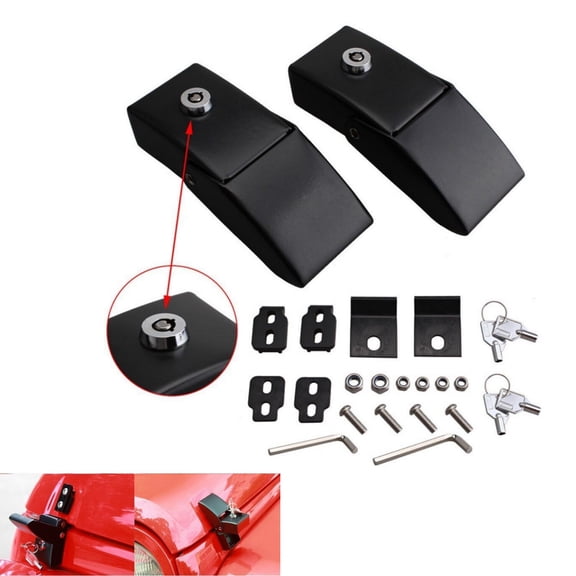 Locking Hood Catch Latch Buckle Pins Lock For 2007-17 Jeep Wrangler JK JKU