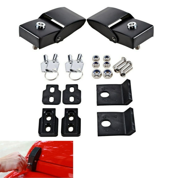 Locking Hood Latch Catch Stainless Steel Kit for 07-17 Jeep Wrangler JK JKU