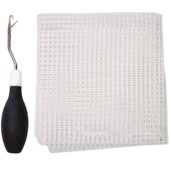 Locking Hook Crochet Needle with Mesh Canvas, Crochet Hook Ergonomic Handle Bent Locking Hook Crochet Needle