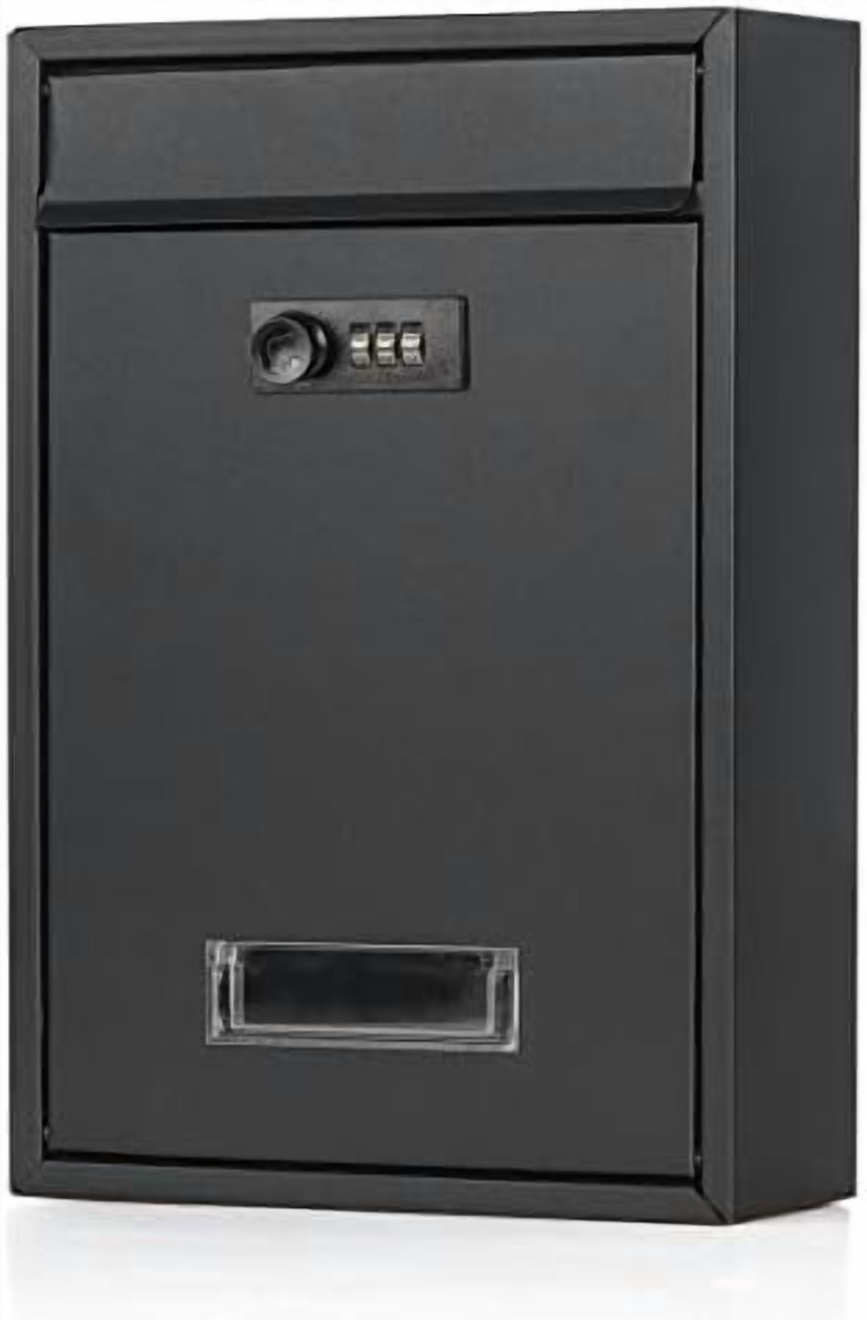 Locking Mailbox Wall Mounted Vertical-  Mail Boxes with Combination Lock Large Capacity, 12.6 x 8.46 x 3.35 Inch, Black Matt