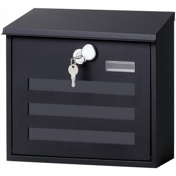 Locking Mailbox Wall Mounted Vertical-  mailboxes with Key Lock Large Capacity, Key Lock Drop Box Large Capacity with Galvanized Cover and Rust-Proof Metal, 13 x 11.8 x 4.1 Inch SM-HPB918