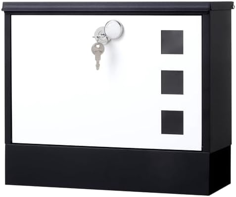 Locking Mailbox Wall Mounted Vertical–  mailboxes with Key Lock and Newspaper Compartment, Key Lock Drop Box Large Capacity, 14.3 x 3.8 x 11.8 Inch, White，SM-HPB911WN