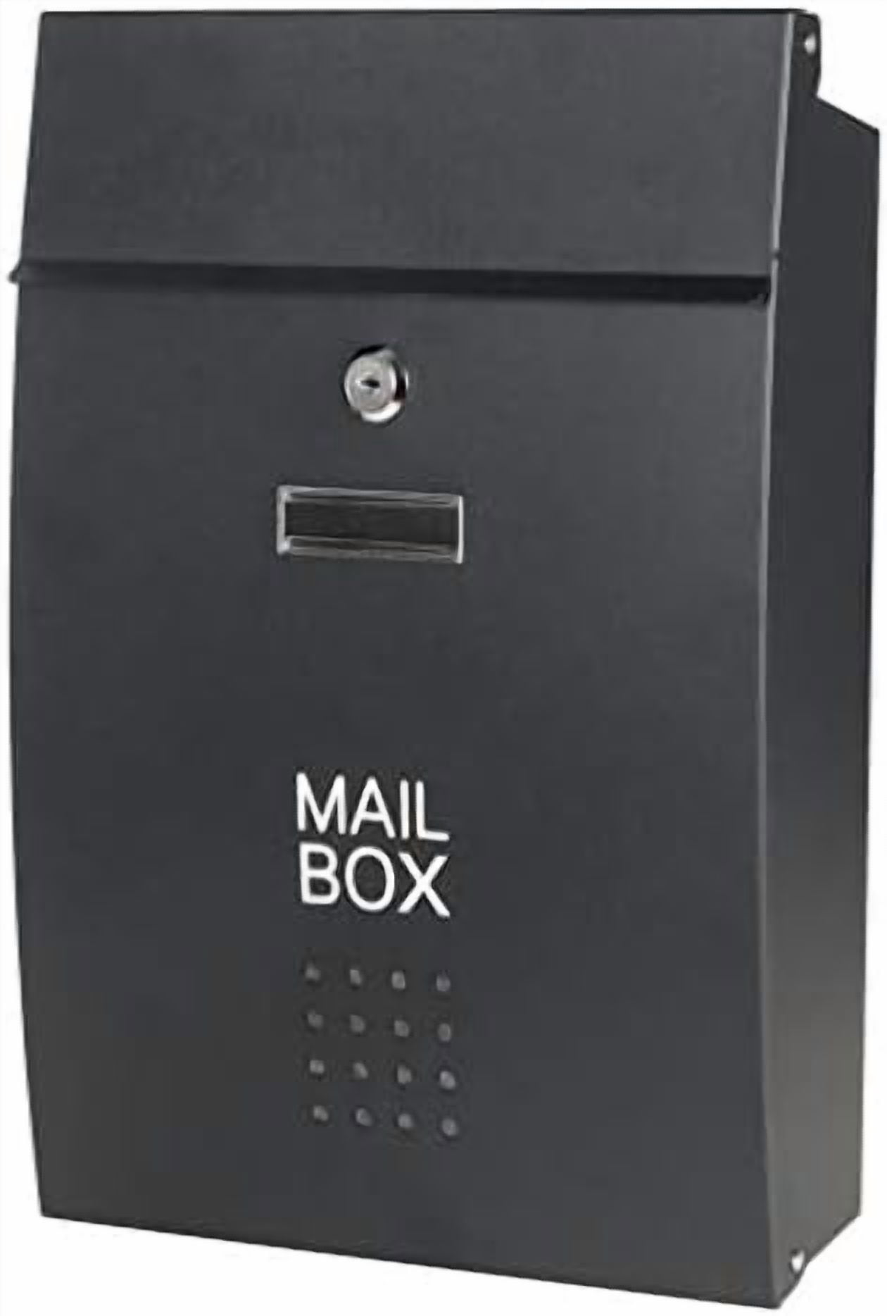 Locking Metal Mailboxes Wall Mount – Waterproof Mail Boxes with Key Lock Large Capacity, 15.2 x 10.1 x 3.3 Inch, SM-HPB006 Black New