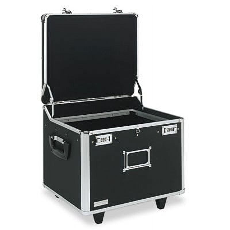 Black and Chrome Locking Mobile File Chest with Telescopic Handle