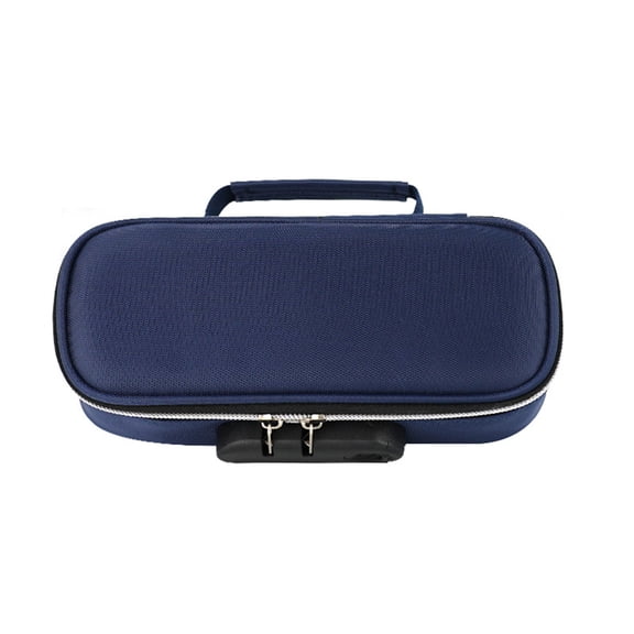 Locking Pencil Case, 8.7"×3.9" Large Capacity Pen Bo×, Durable Canvas Stationery Pouch, Portable Lockable Pen Bag, Handheld Zipper Carry Case for High College Students, Dark Blue