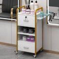 thumbnail image 1 of Locking Salon Storage Cabinet Beauty Barber Salon Styling Station Organizer With 3 Hair Dryer Holder 2 Drawers 2 Open Shelves For Beauty Spa Barber Shop, 1 of 9
