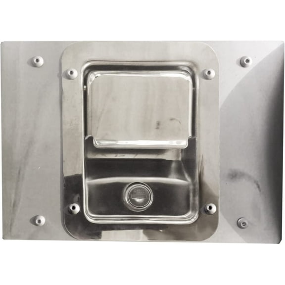 Locking Slant Back Rear Hatch Exterior Handle + Mounting Plate, fits Military Humvee, Stainless Steel