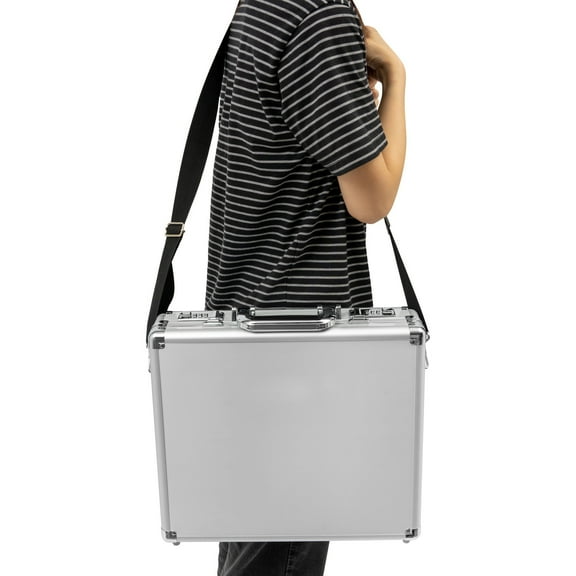 Locking Storage Box with Combination Locks, Aluminum Alloy and MDF Construction, Large Storage for 15.6-inch Laptop, Stylish and Practical for Business s, Easy to Clean