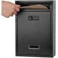 thumbnail image 1 of Locking Wall Mount Mailbox, Mail Boxes with Combination Lock for Outside, Security Cash Key Letter Drop Box with Code for House Office School,12.4H x 8.54L x 3.35W Inches, Black, 1 of 7