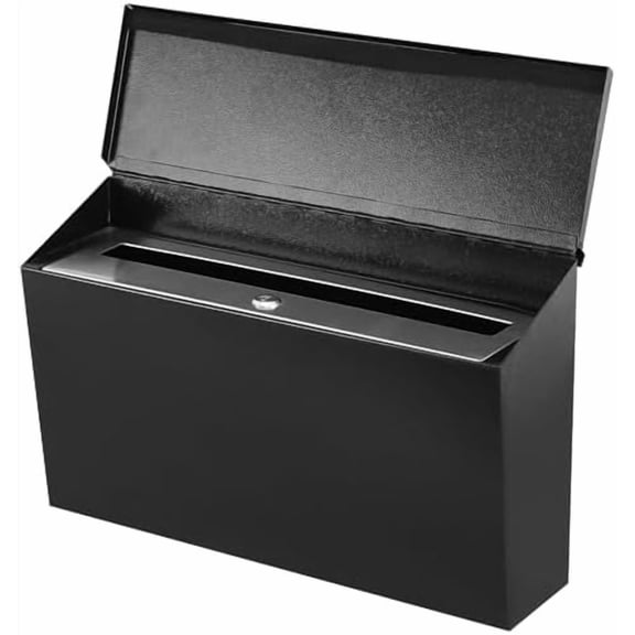 Locking Wall Mount Mailboxes for Outside, Large Capacity Mail Box for House with Key Lock, Security Drop Box, Metal Post Box for Home, Office Decorative,15.7 * 9.9 * 4.9in