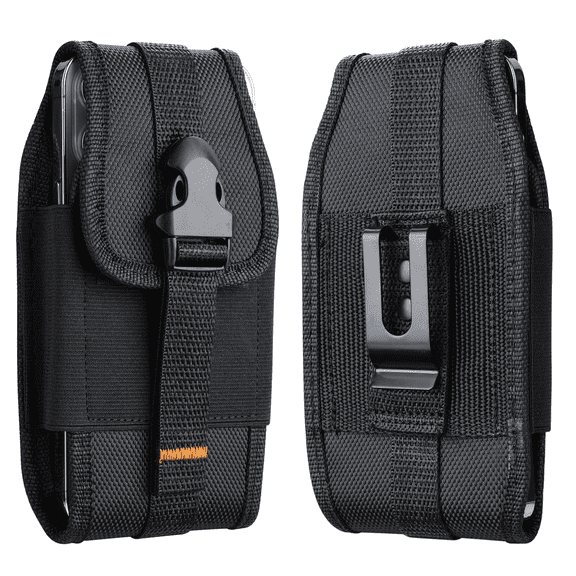 Locking Wallet Extra Pocket Black Rugged Oxford Case, Compatible with Boost Summit 5G with a thin cover on it.