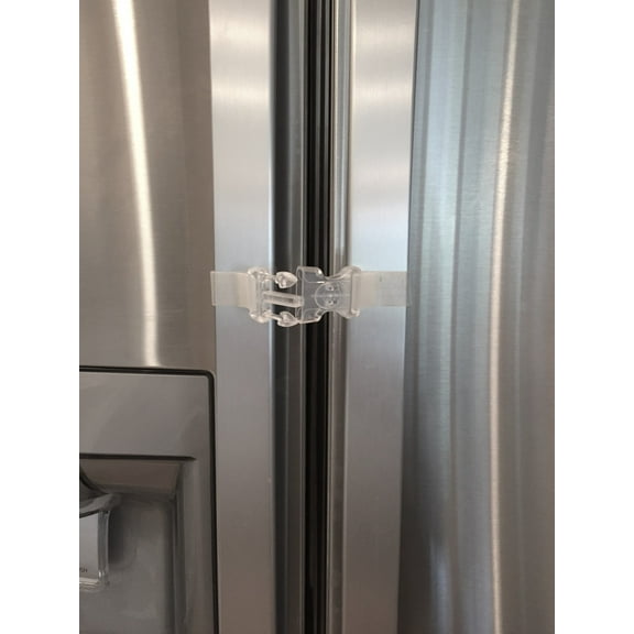 LockingStraps with a CENTER LOCK Multi Use Baby Toddler Child Children Self Adhesive Safety Latches for Refrigerator Fridges Freezers and Cabinets, Clear, 2 Count