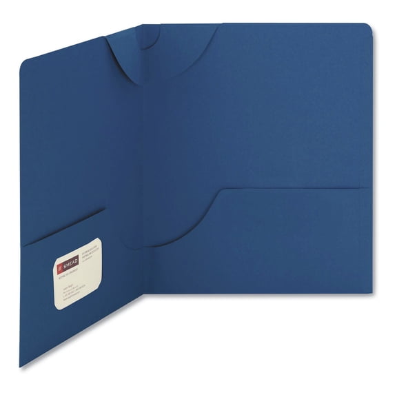 Lockit Two-Pocket Folder, Textured Paper, 11 X 8 1/2, Dk Blue, 25/bx