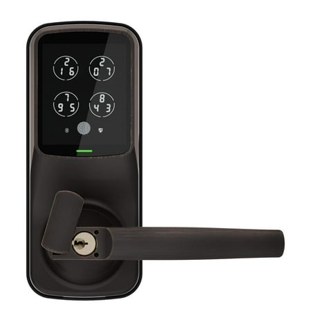 Lockly - Secure Plus Smart Lock Bluetooth Replacement Latch with Touchscreen/Fingerprint Sensor/Key Access/Auto Lock - Venetian Bronze