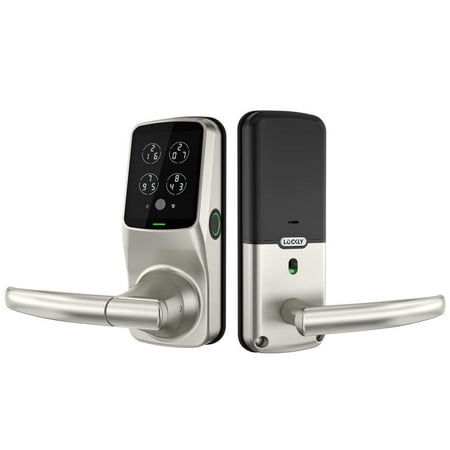 Lockly - Secure Plus Smart Lock Bluetooth Replacement Latch with Touchscreen/Fingerprint Sensor/Key Access/Auto Lock - Satin Nickel