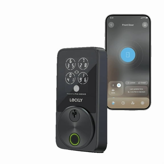 Lockly Secure Pro Zeno Series Matte Black Deadbolt WiFi Smart Lock, Apple Home Key, Fingerprint, Keypad, Siri/Alexa/Google